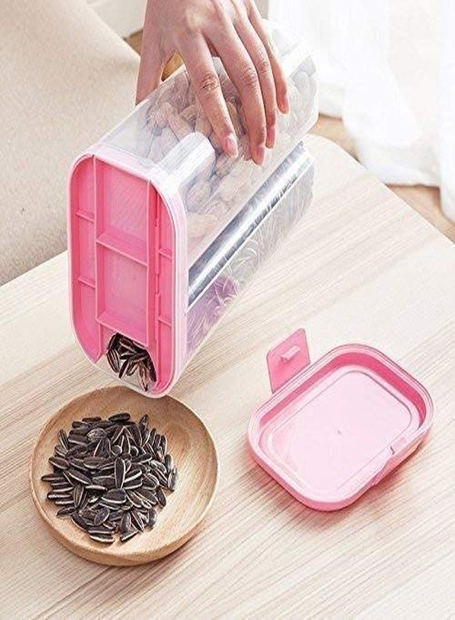 DeoDap Kitchen Storage - Transparent Sealed Cans/Jars/Storage Container 2 Section for Food Cereals Grain Sealed Container - 2000 ml (1 pc. Multicolor) - Image 2